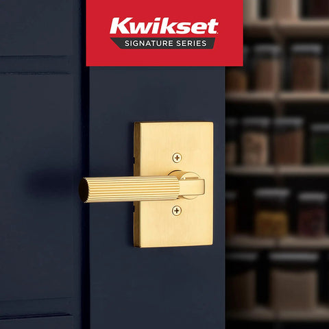 Reeded Dummy Door Lever for Closets and French Double Doors Satin Brass No Latch Non Turning Interior Push Pull Handle Single Sided Inactive Reversible Design for Pantry and Interior Doors Easy Fit No Fuss on navy door