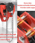 Heavy Duty Manual Chain Geared Trolley Built Dang Tough Steel I Beam Cart showing reinforced double bottom axle and steel chain.