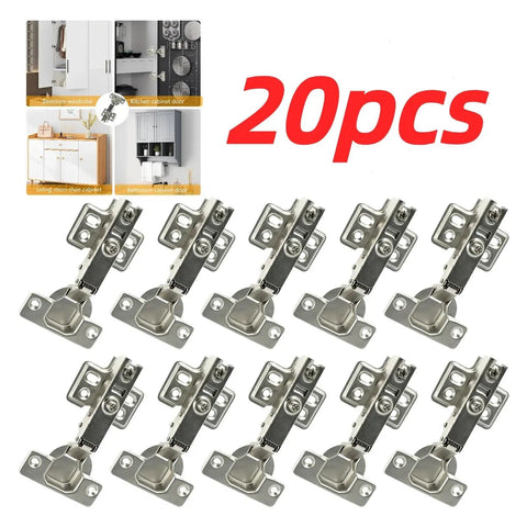 20 pack of Stainless Steel Soft Close Cabinet Hinges with Hydraulic Self Closing for kitchen, wardrobe, cupboard. Easy install.
