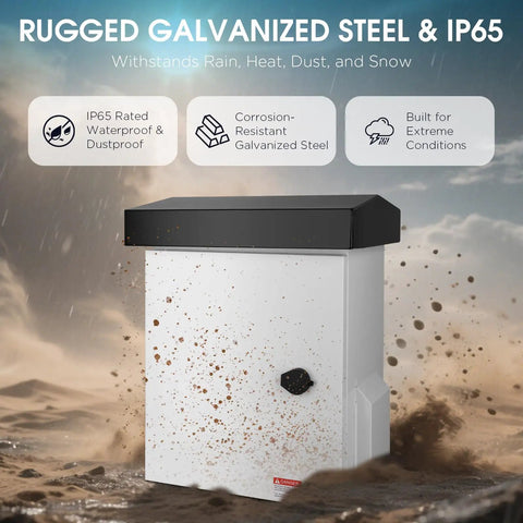 Outdoor Electrical Enclosure With Thermostat 100W Heater And 12W Fan IP65 Waterproof Galvanized Steel Cabinet