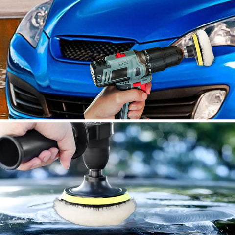 7 Piece 3 Inch Wool Polishing Pads Kit With Hook And Loop Backing Pad And M10 Drill Adapter For Car Buffing And Polishing