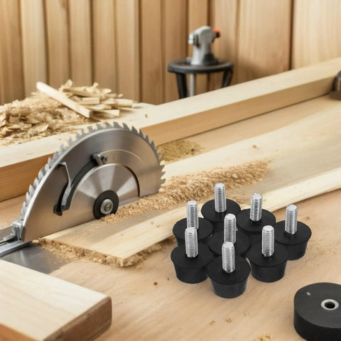 8pcs Adjustable Rubber Furniture Leveling Feet With M6 Thread Screws For Desks And Chairs, Anti Slip, Noise Reduction, Easy Install, Perfect For Uneven Floors In Bedrooms And Living Rooms. Black rubber leveling feet with M6 screws