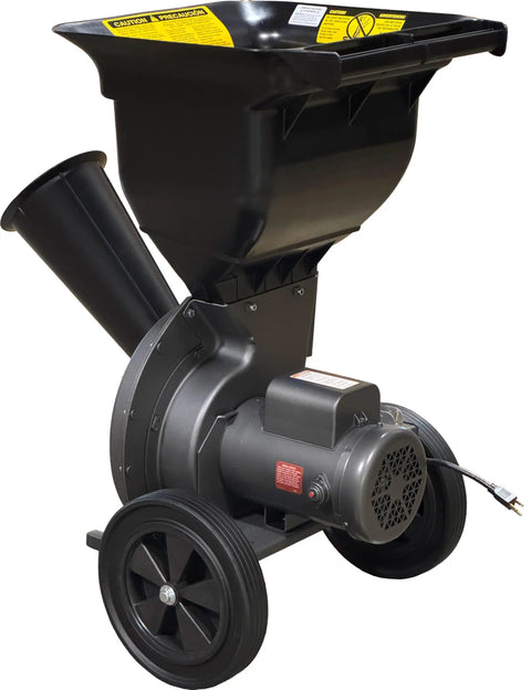 Powerful 1.5 HP Corded Electric Wood Chipper Leaf Shredder For Heavy Duty Yard Cleanup With Large Top Hopper Quiet Maintenance Free Motor