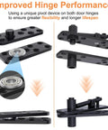 Improved hinge performance of Heavy Duty Hidden Door Hinge Kit For Secret Doors And Bookcases With 570 Lbs Load Capacity in black steel