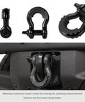 D Ring Shackle Isolators Washers Kit For Off Road Shackle Protectors showing black rubber cushions on 3/4-inch shackles