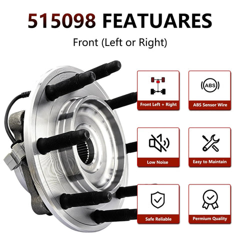Beefy Front Wheel Hub Bearing Assembly Fits 2007-2010 Chevy Silverado 2500HD 3500HD Suburban 2500, 2007-2010 GMC Sierra 2500HD