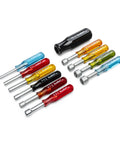 11 Piece Convertible Nutdriver Set With Piggyback Torque Amplifier Handle Color Coded Grips Space Saving Bench Tool