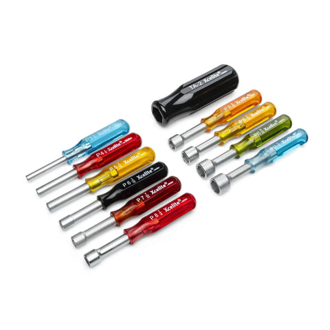 11 Piece Convertible Nutdriver Set With Piggyback Torque Amplifier Handle Color Coded Grips Space Saving Bench Tool
