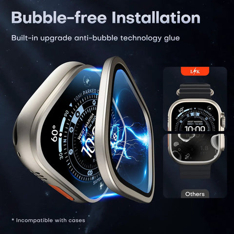 Two Pack Ultra Screen Protector For Apple Watch Ultra 3 And Ultra 2 49mm With 9H Tempered Glass and Titanium Alloy Frame