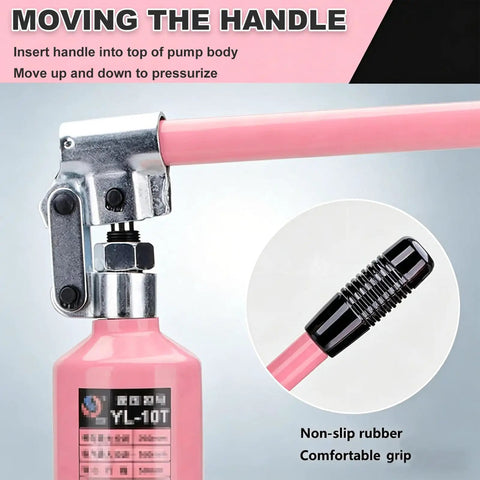 Heavy Duty Hydraulic Pro Bearing Puller Kit Featuring Three Jaw Hub Separator For Gear Removal On Machinery Railroad Uses High Strength Steel Rated To Handle Heavy Loads While Getting Work Done Fast Without Hassle Or Failures Anywhere. pink hydraulic pump handle with steel grip