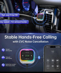 Car Bluetooth 5.4 Receiver With 3.5mm Aux, Coiled Cable, Hands Free Calling, Noise Canceling Microphone in car setup.