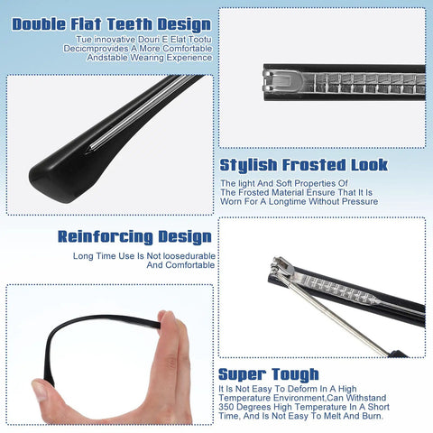 Premium Eyeglasses Repair Kit including two pairs of replacement arms shown in close-up with frosted design and sturdy hardware.