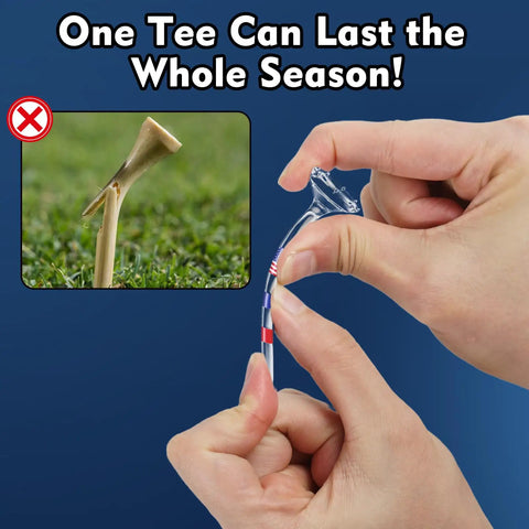 Unbreakable Plastic Golf Tees Three And A Quarter Inch Bulk Pack Of Fifty Or Eighty being bent without breaking