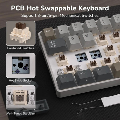 Pro Level Compact 65 Wireless Mechanical Keyboard Featuring Sick RGB Backlighting And Ultra Slim Build, showing hot swappable PCB.