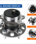 All round display of rear wheel bearing and hub assembly for your ride 5 lug with ABS fits 2007 2016 Jeep Compass