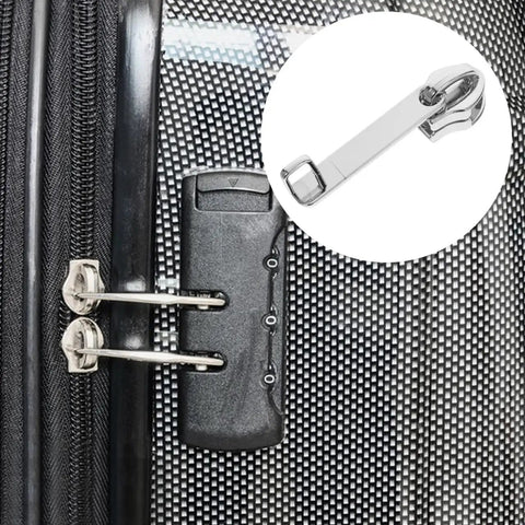 Double Layer Explosion Proof Zipper Pull Replacement Tabs With Lock Hole For Suitcase Luggage Repair installed on luggage
