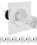 No Fuss Push N Lock Setup Trimless Recessed Lighting 2 Inch Dimmable Spotlight showing the front angle and housing details.