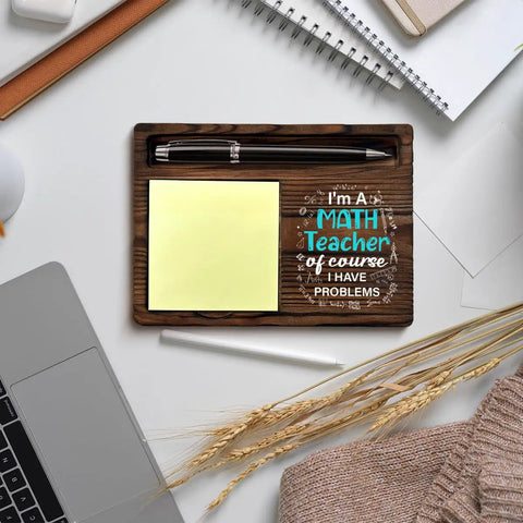 Cool Math Teacher Gift For Men And Women Teacher Appreciation And Retirement Gift Back To School Desk Decor Wooden Sticky Note Holder