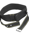Heavy Duty Adjustable Tool Belt With Quick Release Buckle, made from tough black fabric, designed for electricians and carpenters.