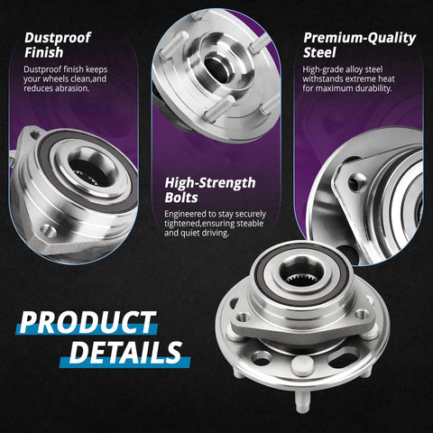 Product details of Front Wheel Hub Assembly Replacement For 2010 Through 2017 Chevy Equinox And GMC Terrain 2014 Through 2017 Chevy Impala 2013 2015 Malibu 5 Lug Encoder ABS 3 Bolt Triangular Flange Two Piece Set 513288