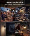 Rechargeable LED Camping Lantern With 6000mAh Battery Emergency Outdoor Tent Light For Power Outages in various settings.