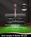 Cordless Vacuum Cleaner 8 In 1 With Beastly 45KPa Suction, anti-tangle V-roller brush close-up, LED display, pink