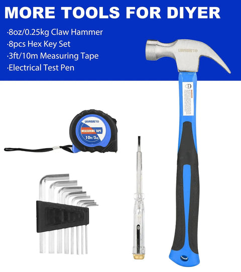 24 Piece Home Tool Kit With Hammer Screwdrivers Pliers Wrench Set And Storage Bag Everyday DIY Gear For Quick Home Repairs
