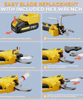 Pro Max 21V Brushless Electric Pruning Shears For Heavy Duty Branch Cutting Up To One Point Two Inch Thick Wood showing blade replacement steps.