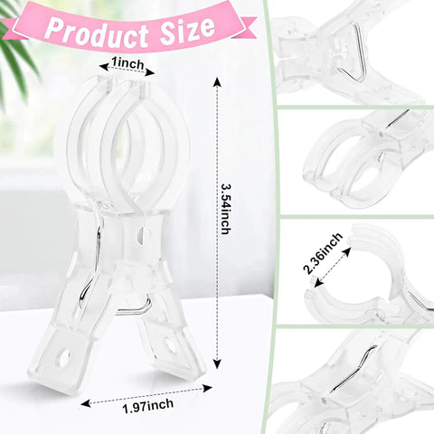 20 Pack Heavy Duty Balloon Arch Clips Three Point Five Inch Transparent Spring Clamps clear plastic size details
