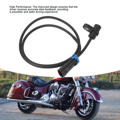 Close-up of rear-wheel speed sensor cable with blue connector for Indian motorcycle
