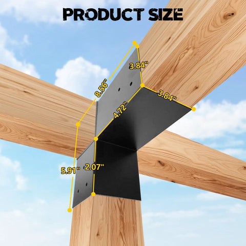 Heavy Duty 14 Gauge Three Way L Shaped Pergola Brackets For 4x4 Beams Indoor Outdoor Wood Frame DIY Horizontal Corner Support For Pavilion Gazebo Porch Deck Cabin 1 Pack