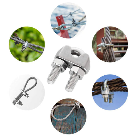 40 Pcs M6 Stainless Steel Wire Rope Cable Clip Clamps For One Quarter Inch Cables, Rustproof 304 Stainless Steel in various uses