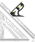 Killer Combination Square And 12 Inch Rafter Square Carpenter Tool Set Rocking Aluminum Alloy Head And Stainless Steel Ruler for layout work.