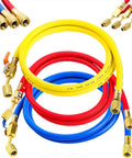 Upgrade 29985 Plus II One Quarter Inch HVAC Hose With Ball Valve For Refrigeration, Flare Fittings, Multicolor 3 Pack