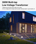 Dual Output 300W Low Voltage Landscape Transformer With Timer And Photocell Sensor lighting pathways near modern house