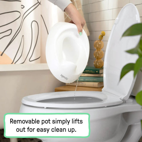 Toddler Potty Training Seat With Removable Washable Bowl And Sturdy Non Slip Base For No Sweat Bathroom Changes Raised Splash Guard Keeps Boys Dry Wide Stable Stand Kiddo Friendly For Ages 18 Months Plus Clean White And Slate Grey Smooth Going Gear