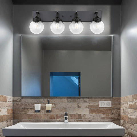 Dope Matte Black Bathroom Vanity Light With 4 Lights Milky White Clear Glass Shade Sleek Modern Wall Sconce Over Mirror