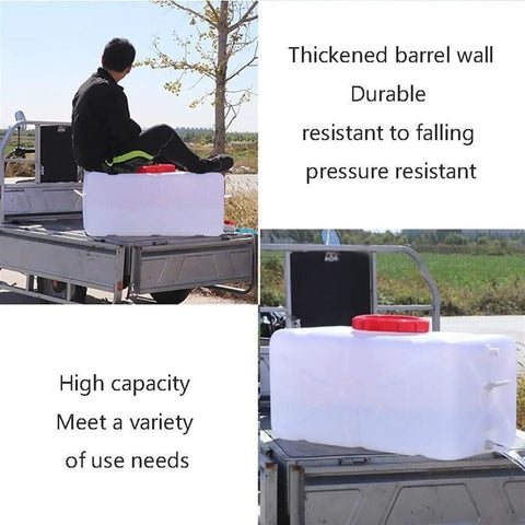 Heavy Duty Food Grade Water Storage Tank And Portable Emergency Water Container Built Tough for Prepping on a truck bed.