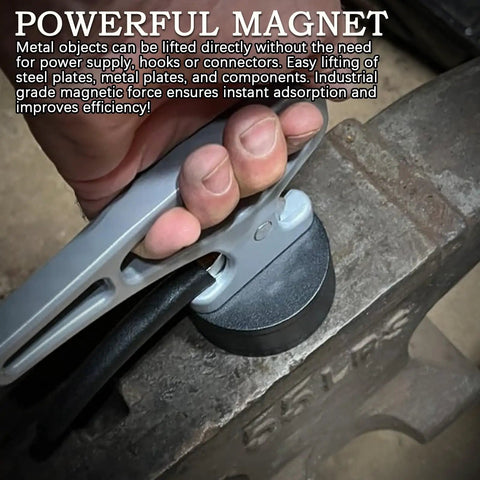 Heavy Duty Magnetic Pickup Tool With 40 Lbs Pull Telescoping Magnet Stick lifting an iron plate