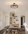 Dope Wood Flush Mount Ceiling Fan With Lights And Remote in modern kitchen, low-profile farmhouse style, 6 speeds natural wind. 