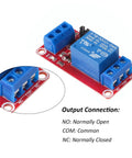 12 Pack 12V Relay Module 1 Channel Board With Optocoupler For High And Low Level Trigger Supports 250V 10A AC And 30V DC With Screw Terminals And Indicator Great For DIY Projects, showing blue relay module with screw terminals and connection labels NO, COM, NC.