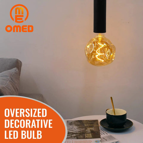 Oversized LED Edison Bulb 5W 400 Lumens 2200K Warm Amber Glass Globe Large Dimmable E26 Bulb For Pendant Lighting Retro Dope Vibe