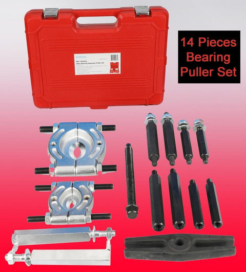 Beefy Bearing Puller Set 14-Piece With 5 Ton Capacity And 2-Inch And 3-Inch Jaws, Wheel Hub Axle Separator Kit in red case