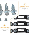 Knockout Invisible Cabinet Screw Fasteners And Hidden Metal Connectors With Zero Fuss Install And Slick Polished Look For Solid Grip And Easy Furniture Assembly In This 50 Pack Kit, showing durable screws and black connectors.