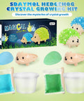 Crystal Growing Kit For Kids, Two Color Hedgehog Crystals Grow In 24 Hours, STEM toys with green and blue crystals