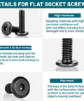 Toolbox Essential 304 Stainless Steel Hex Socket Cap Screws And Bolts 1/4 20 X 1 1/2 Inch Flat Head showing details of flat socket screws.