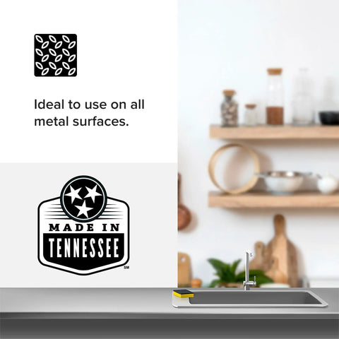 Top Shelf Wood Finish Paste Wax For Furniture Cabinets And Tabletops Blends Carnauba And Beeswax on a kitchen counter.
