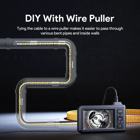 Dual Lens 1080P Endoscope Camera With Light 4.3 Inch IPS Display And 16.5 Foot Snake Cable Waterproof Borescope with wire puller