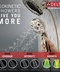 5-Spray In2ition Dual Shower Head With Handheld Spray, H2Okinetic PowerDrench For 3X Coverage, Magnetic Docking, hose visible