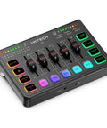 4 Channel Gaming Audio Mixer With RGB Streaming Interface And XLR Microphone Support 48V Phantom Power Built In Equalizer
